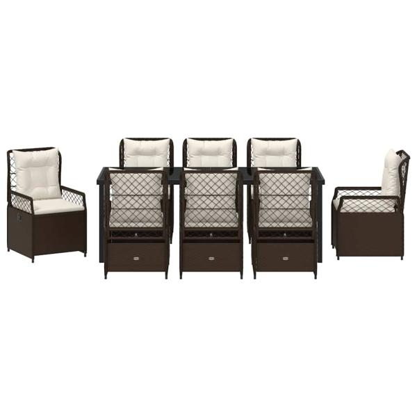 Garten Essgruppe 9 pcs Braun Poly-Rattan