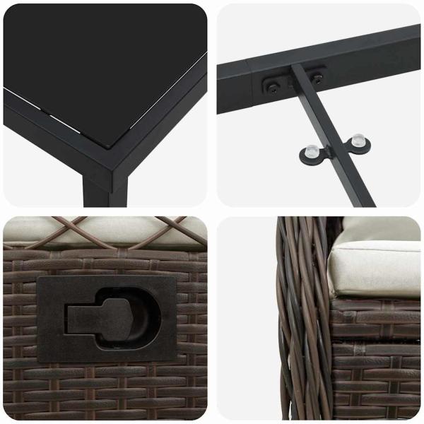 Garten Essgruppe 9 pcs Braun Poly-Rattan