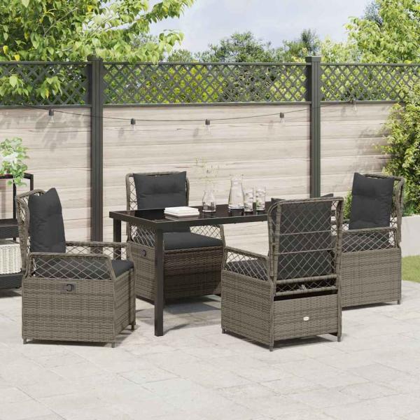 5-teiliges Garten-Ess-Set Grau Poly-Rattan