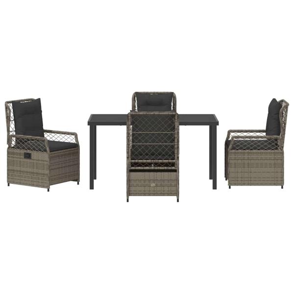 5-teiliges Garten-Ess-Set Grau Poly-Rattan