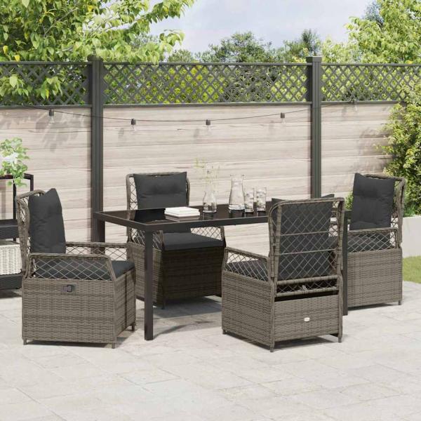 5-teiliges Garten-Dining-Set Grau Poly-Rattan