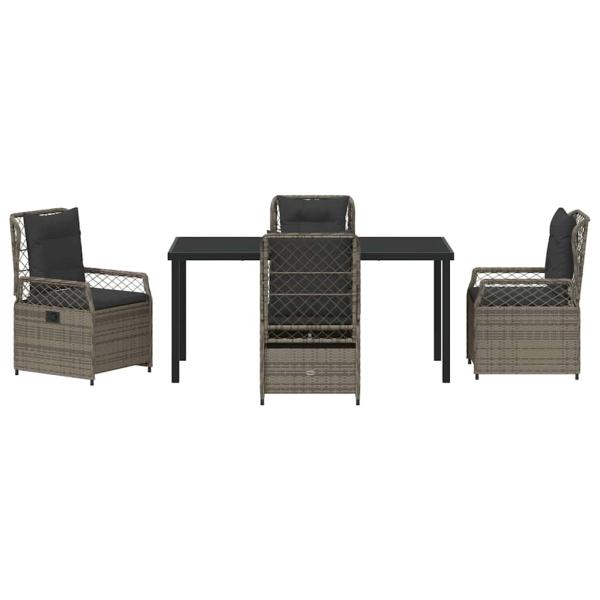 5-teiliges Garten-Dining-Set Grau Poly-Rattan