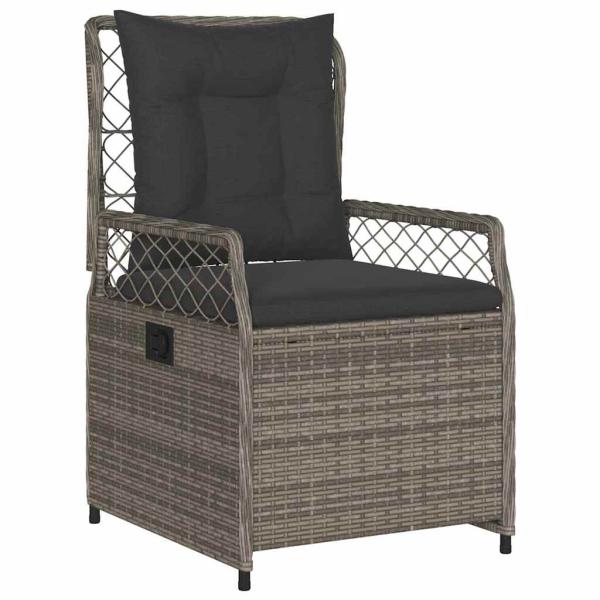 9-teiliges Garten-Diningset Grau Poly Rattan