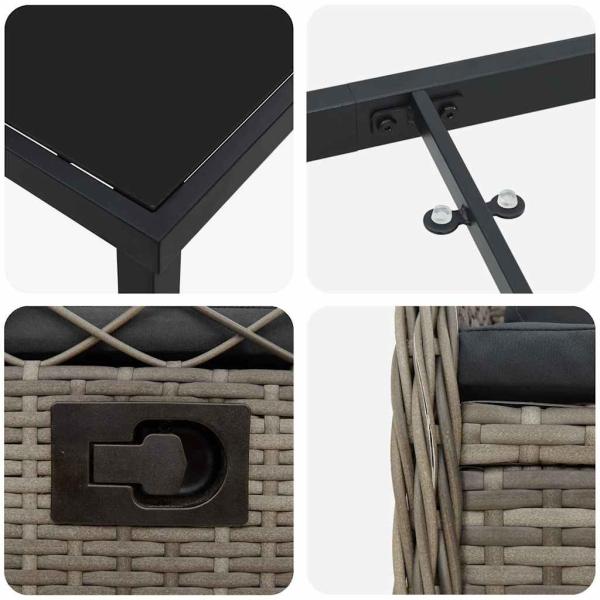 9-teiliges Garten-Diningset Grau Poly Rattan