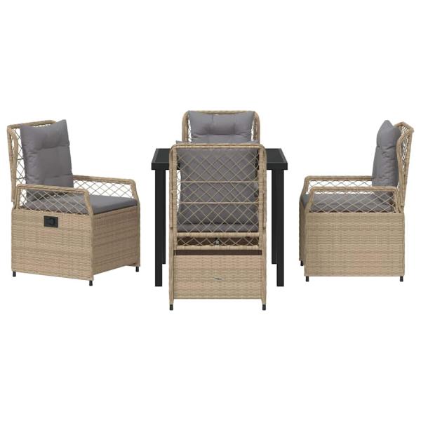5-teiliges Garten-Ess-Set Beige Poly-Rattan