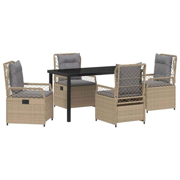 5-teiliges Garten-Dining-Set Beige Poly-Rattan