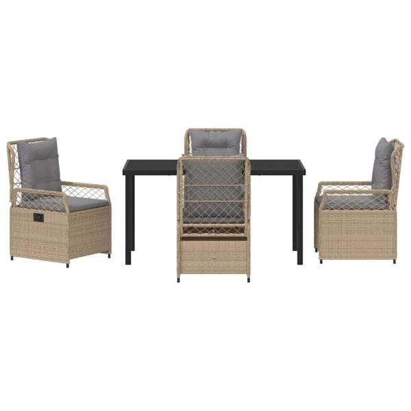 5-teiliges Garten-Dining-Set Beige Poly-Rattan