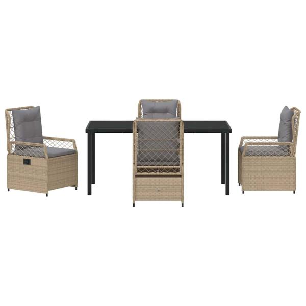 5-teiliges Garten-Esszimmer-Set Beige Poly-Rattan