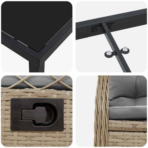 9-teiliges Garten-Ess-Set Beige Poly-Rattan