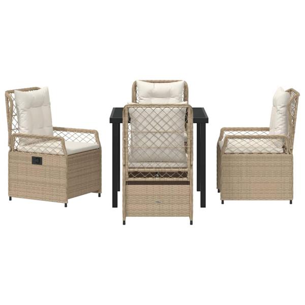 5-teiliges Garten-Essenset Beige Poly-Rattan