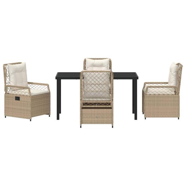 5-teilige Gartenmöbel-Garnitur aus beigem Poly-Rattan