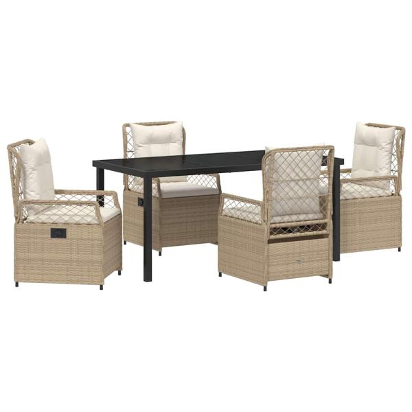 5-teiliges Garten-Essset Beige Poly-Rattan