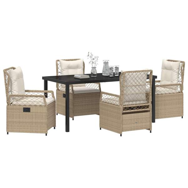 5-teiliges Garten-Essset Beige Poly-Rattan