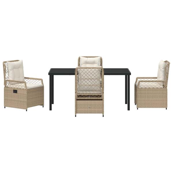 5-teiliges Garten-Essset Beige Poly-Rattan