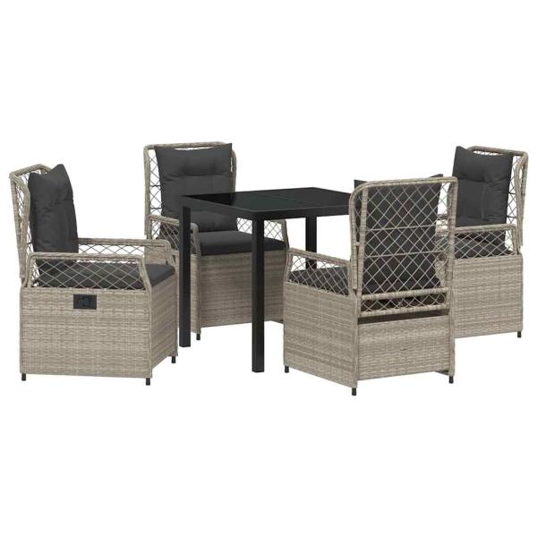 5-teiliges Garten-Ess-Set Hellgrau Poly-Rattan