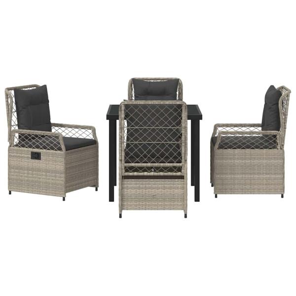 5-teiliges Garten-Ess-Set Hellgrau Poly-Rattan