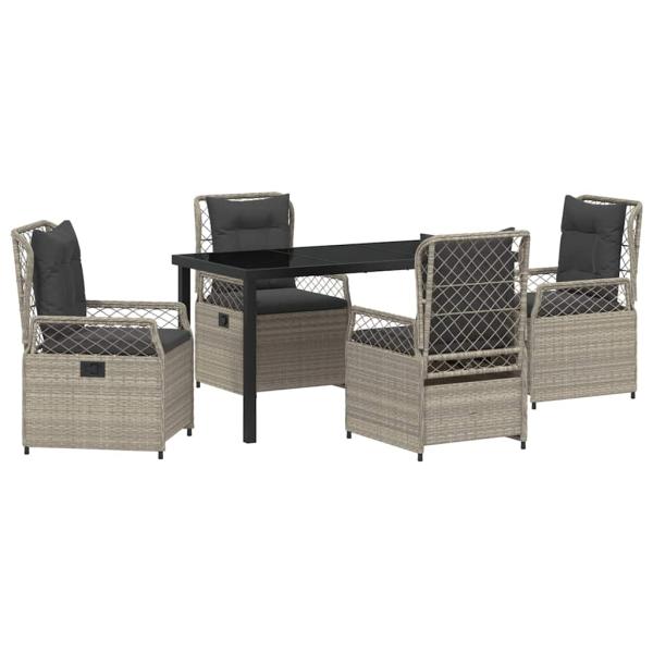 5-teiliges Garten-Esszimmer-Set Hellgrau Poly-Rattan