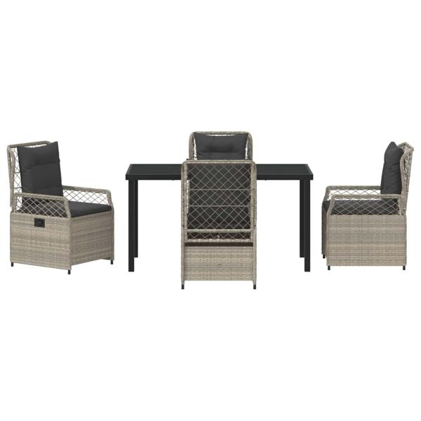 5-teiliges Garten-Esszimmer-Set Hellgrau Poly-Rattan