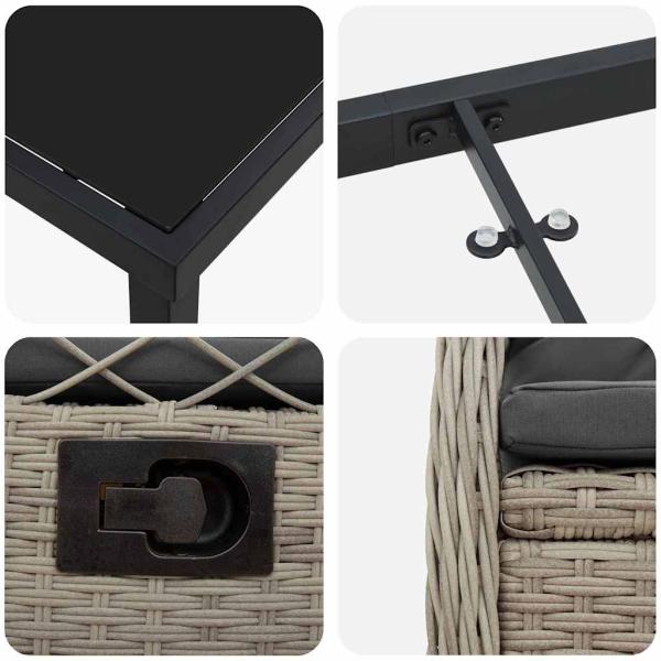 7-teiliges Garten-Esszimmer-Set Hellgrau Poly-Rattan
