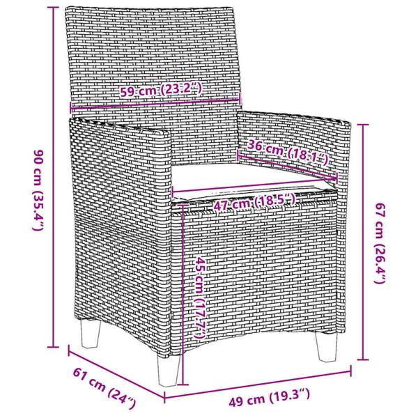 7-teiliges Garten-Ess-Set mit Kissen Grau Poly-Rattan