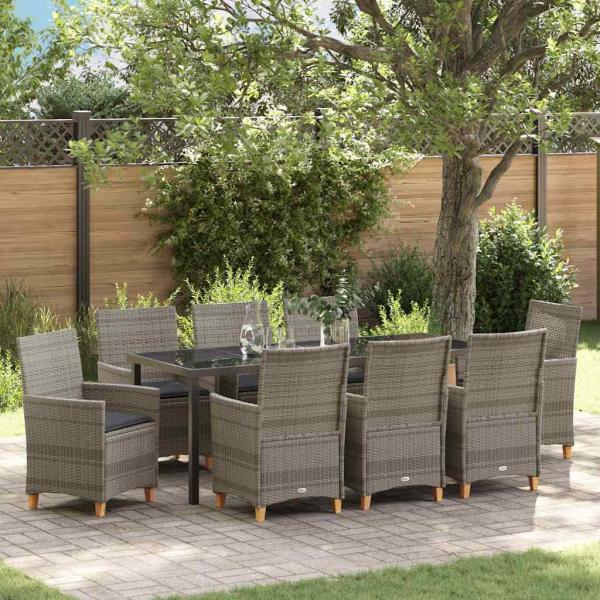 ARDEBO.de - Garten Essgruppe 9 pcs Grau Poly-Rattan