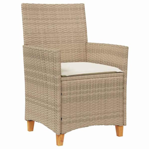 7-teiliges Garten-Ess-Set mit Kissen Beige Poly-Rattan