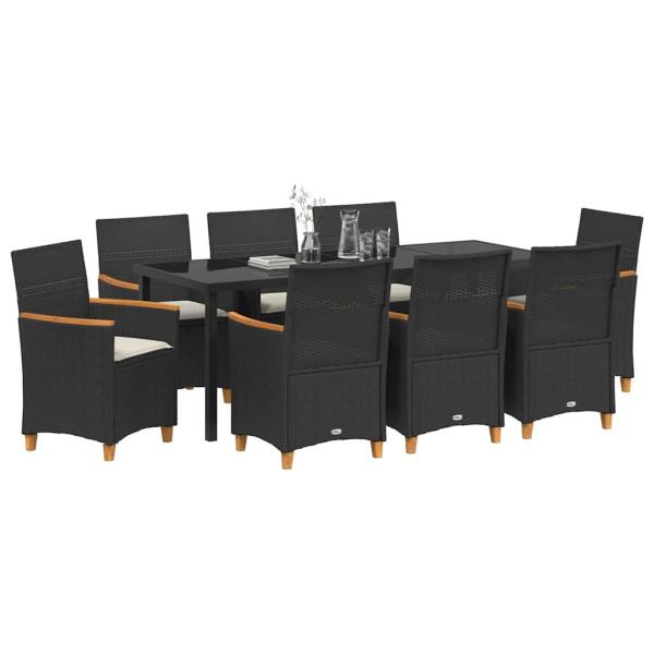 Garten Essgruppe 9 stk. Schwarz Poly-Rattan