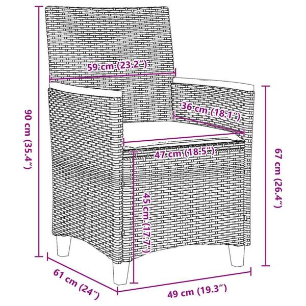 7-teiliges Garten-Essgruppe mit Kissen Grau Poly Rattan