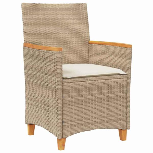 5-teiliges Garten-Ess-Set mit Kissen Beige Poly-Rattan