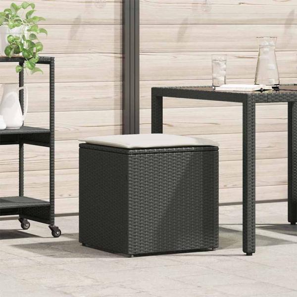 ARDEBO.de - Außenlagerungskiste Schwarz und Creme Rattan, Polyester 80 cm