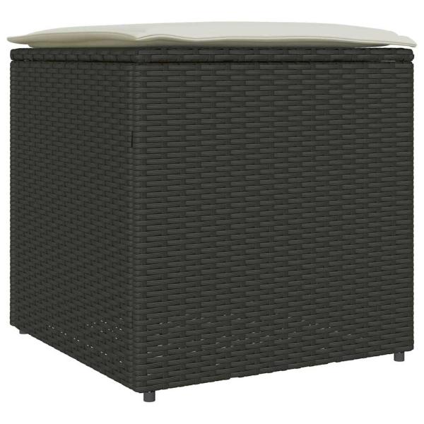 Außenlagerungskiste Schwarz und Creme Rattan, Polyester 80 cm