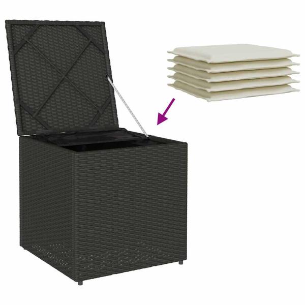 Außenlagerungskiste Schwarz und Creme Rattan, Polyester 80 cm