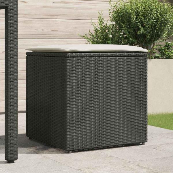 Außenlagerungskiste Schwarz und Creme Rattan, Polyester 80 cm