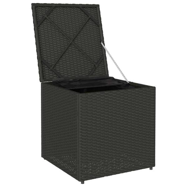 Außenlagerungskiste Schwarz und Creme Rattan, Polyester 80 cm