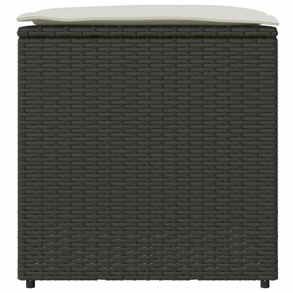 Außenlagerungskiste Schwarz und Creme Rattan, Polyester 80 cm