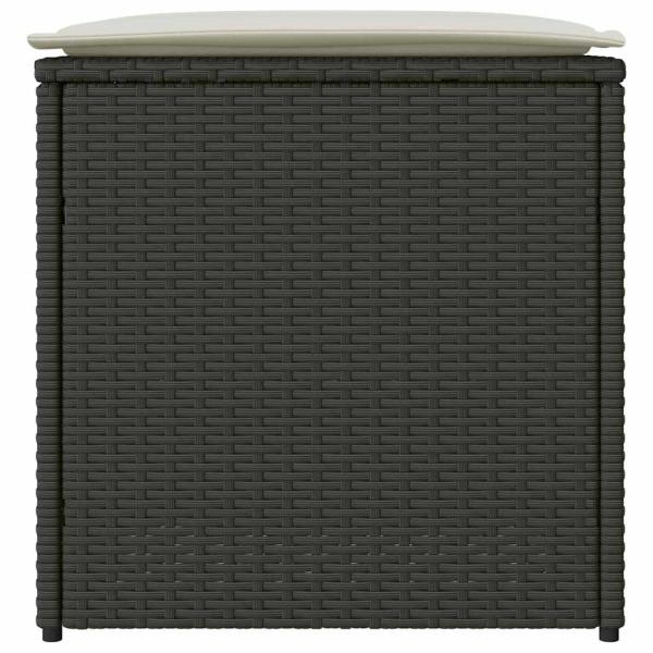 Außenlagerungskiste Schwarz und Creme Rattan, Polyester 80 cm