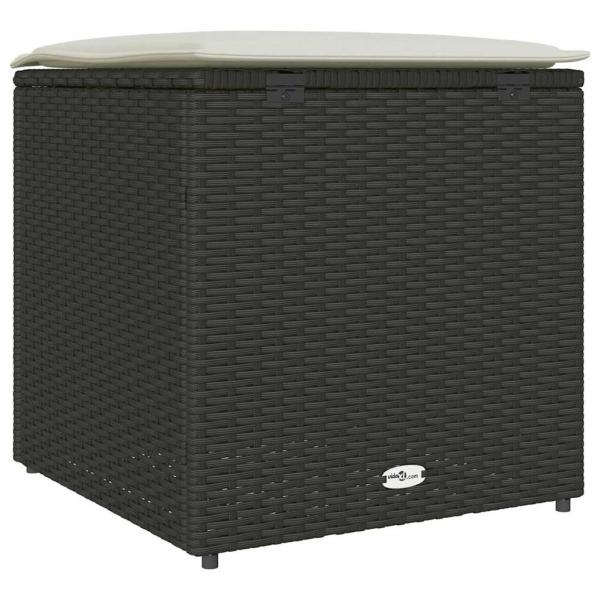 Außenlagerungskiste Schwarz und Creme Rattan, Polyester 80 cm