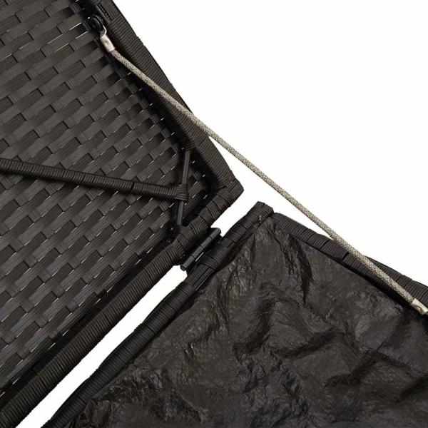 Außenlagerungskiste Schwarz und Creme Rattan, Polyester 80 cm