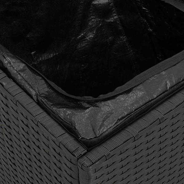 Außenlagerungskiste Schwarz und Creme Rattan, Polyester 80 cm