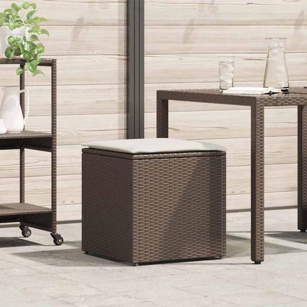 ARDEBO.de - Außenlagerbox Braun und Creme Rattan Mittel Lagerung