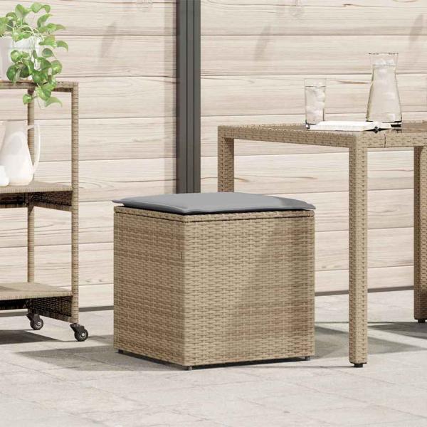 ARDEBO.de - Außenlagerbox Beige Synthetisches Rattan Mittel Außenlagerbox