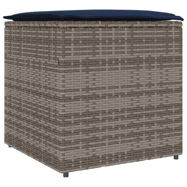 Aufbewahrungsbox Grau und Marineblau Rattan und Polsterstoff Mittel