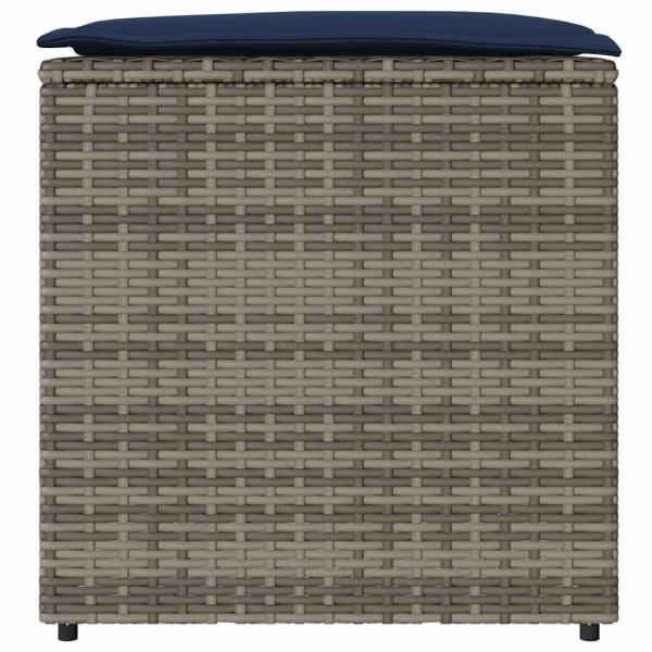 Aufbewahrungsbox Grau und Marineblau Rattan und Polsterstoff Mittel