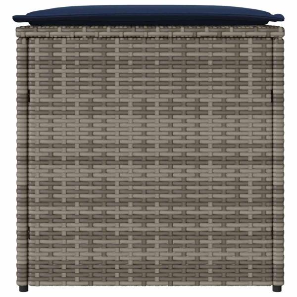 Aufbewahrungsbox Grau und Marineblau Rattan und Polsterstoff Mittel