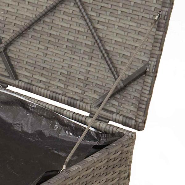 Aufbewahrungsbox Grau und Marineblau Rattan und Polsterstoff Mittel