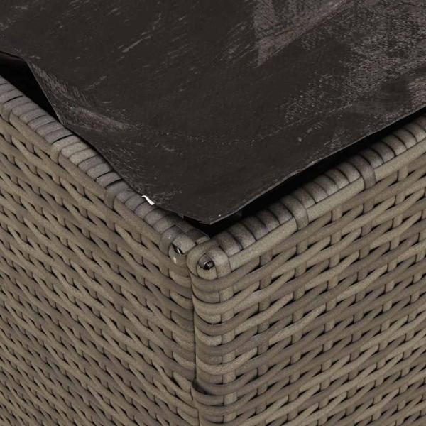 Aufbewahrungsbox Grau und Marineblau Rattan und Polsterstoff Mittel