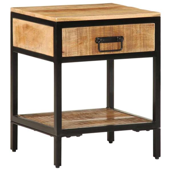 Nachttisch 40x35x50 cm Massivholz Raues Mango