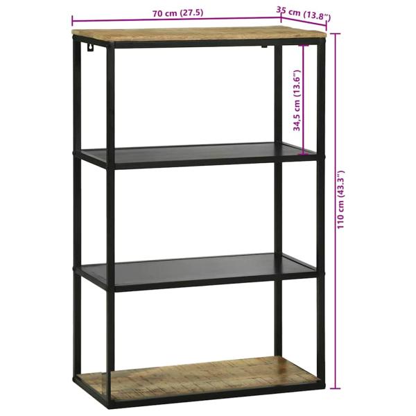Bücherregal 70x35x110 cm Massivholz Grob Mango