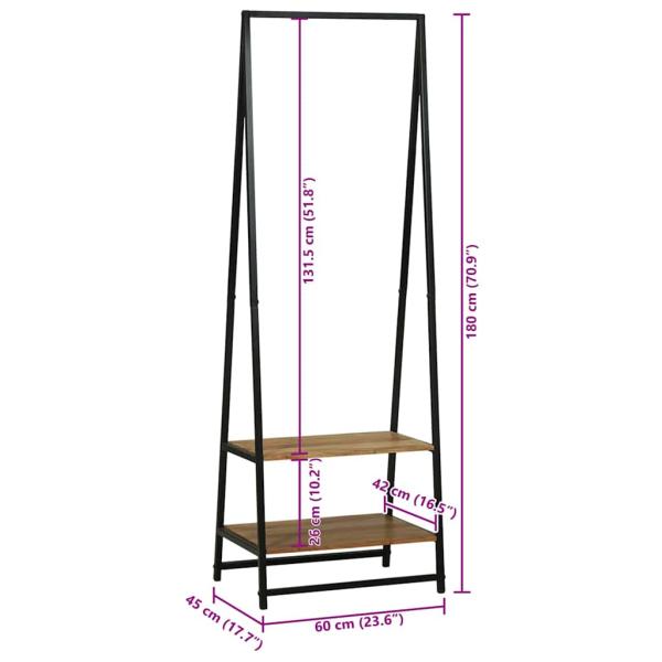 Kleiderregal 60x45x180 cm aus solidem Akazienholz