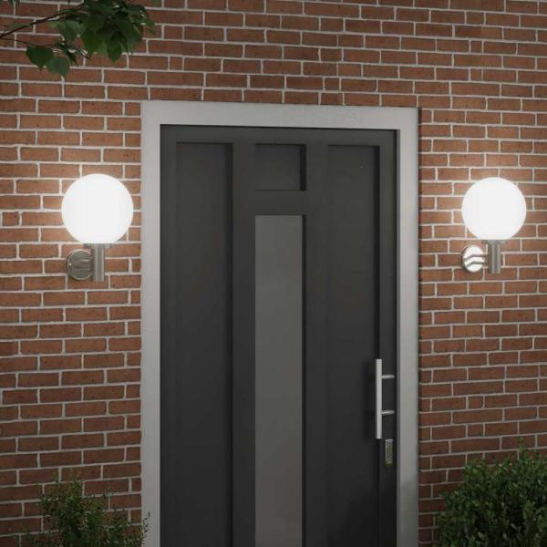 Außen Wandlampen 2 Stück Silber Edelstahl IP44
